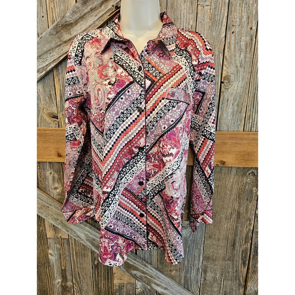 NWT Victorias secret button up lounge top  geometric *silky feel*  small